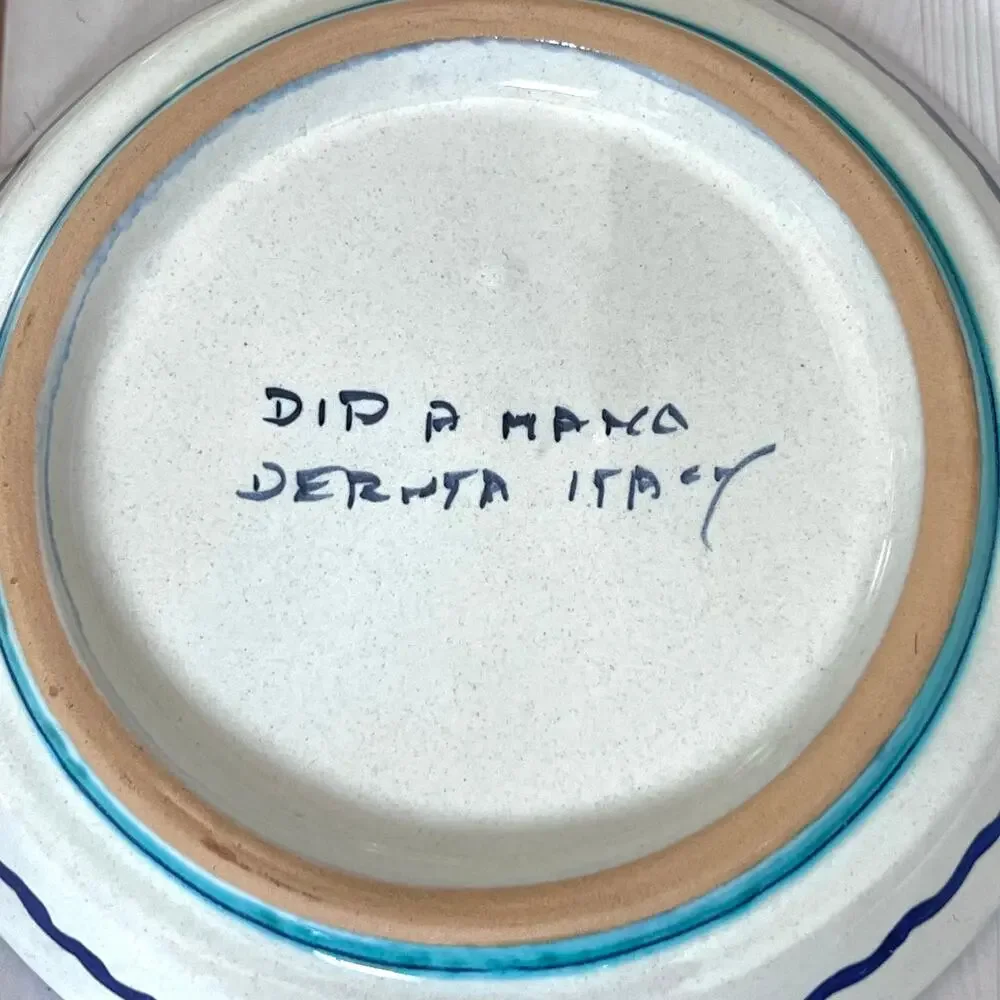 Deruta Italy Hand-Painted Ceramic Pottery Wine Cork Bottle Coaster / Small Plate - Picture 5 of 7